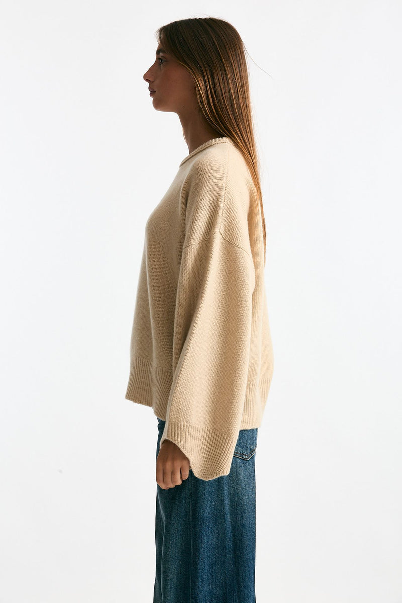 Maglia over in cashmere beige donna Trentatreundici - 2