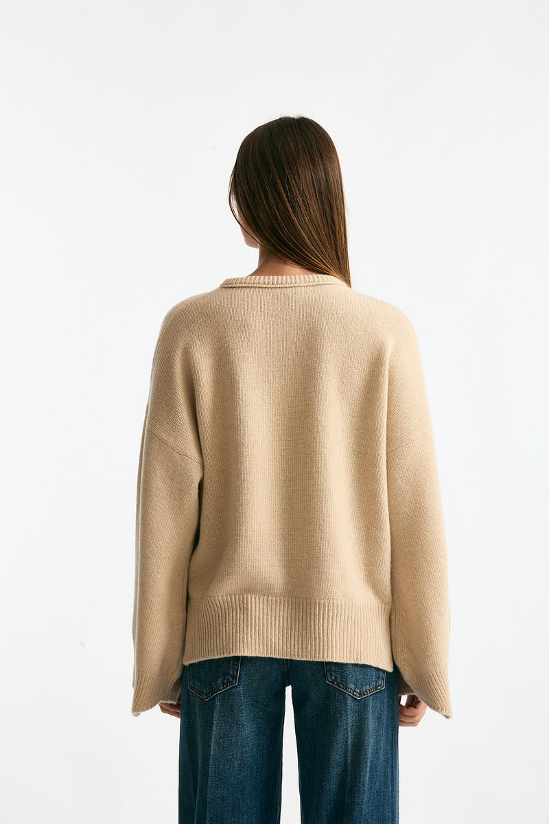 Maglia over in cashmere beige donna Trentatreundici - 3