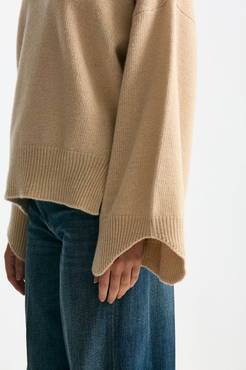 Maglia over in cashmere beige donna Trentatreundici - 6