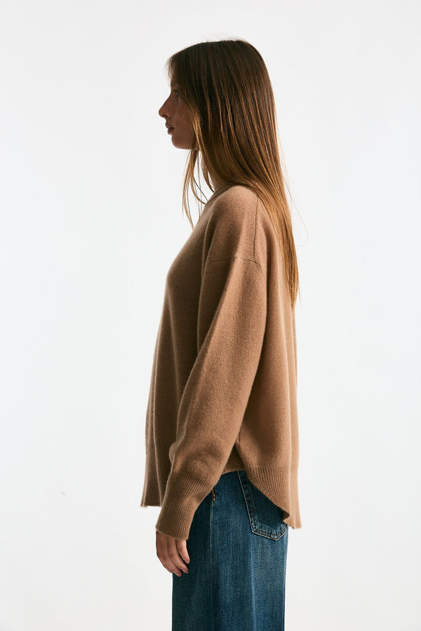 Maglia over in cashmere cammello donna Trentatreundici