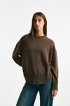 Maglia over in cashmere tortora scuro donna Trentatreundici - 1