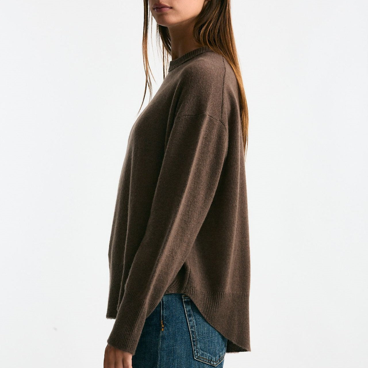 Maglia over in cashmere tortora scuro donna Trentatreundici - 7