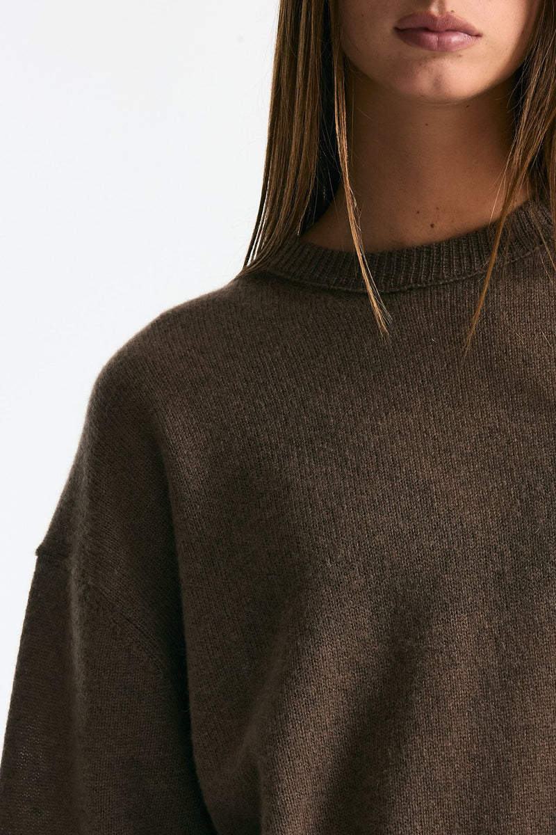 Maglia over in cashmere tortora scuro donna Trentatreundici - 5