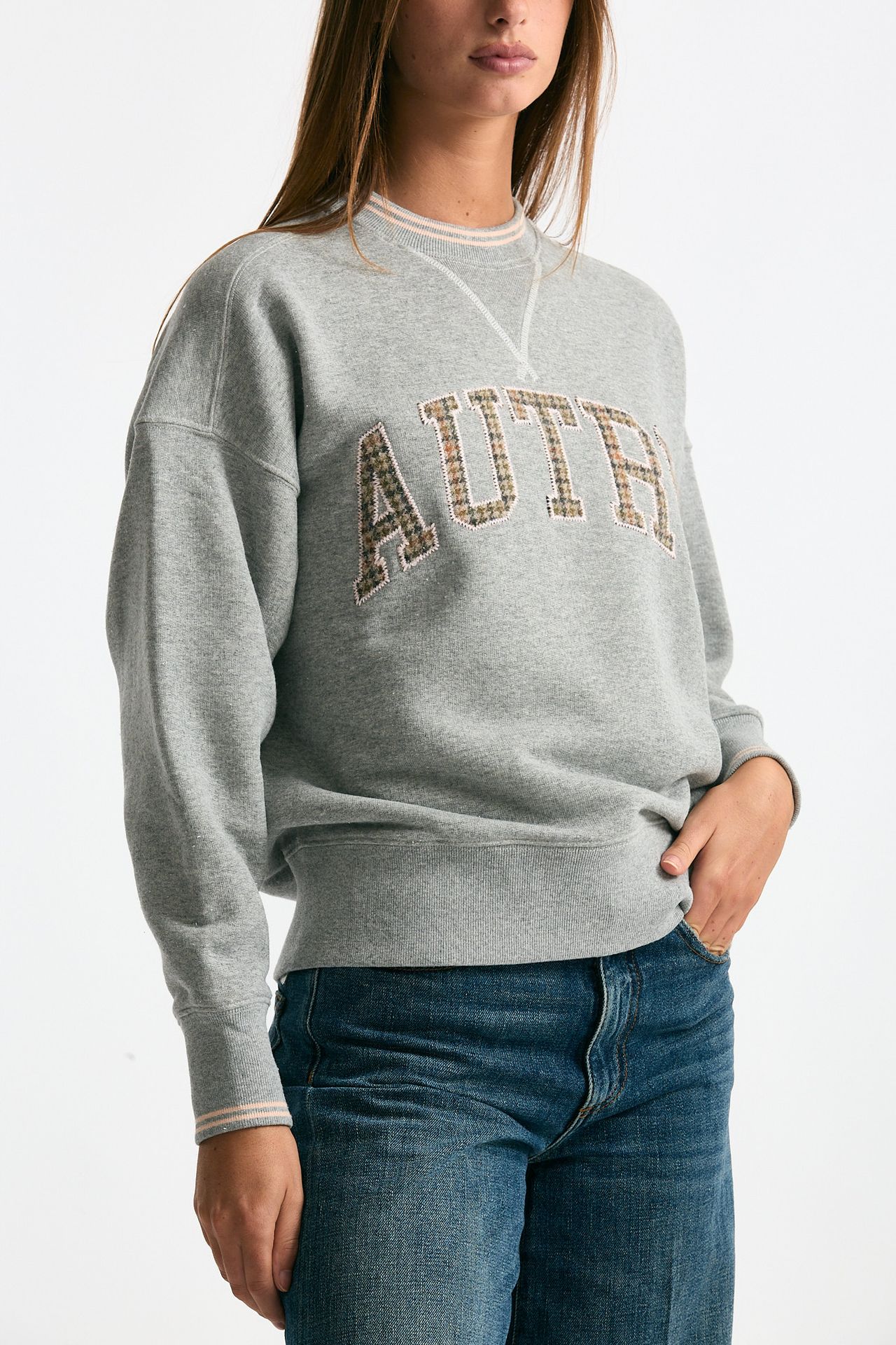 Felpa over grigio dettagli rosa donna Autry - 4