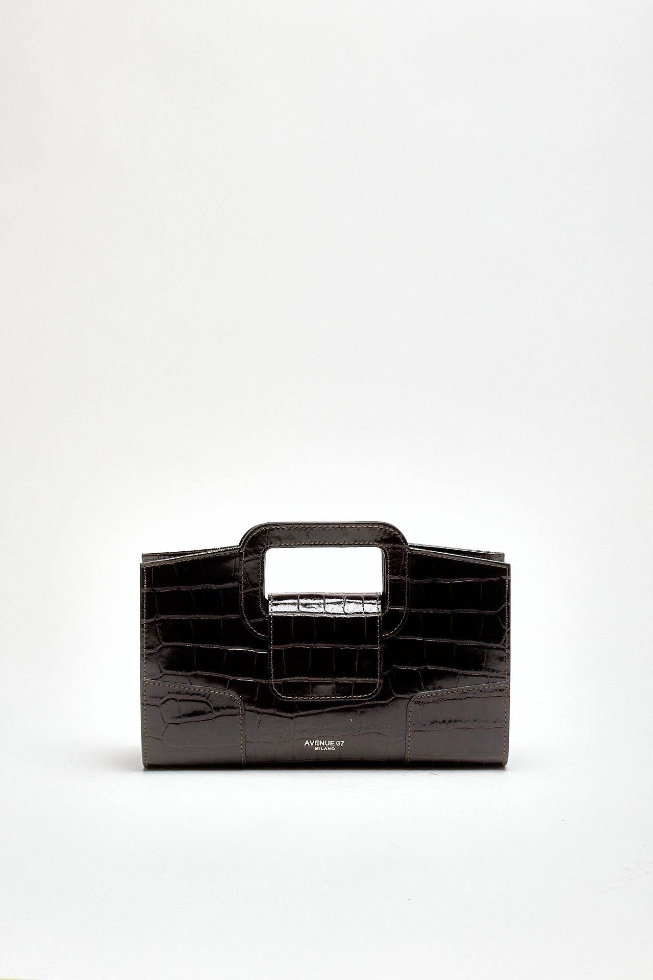 Pochette SQUARE in pelle cocco testa di moro donna Avenue 67 - 1