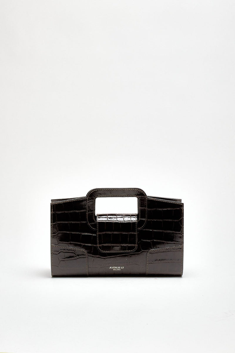 Pochette SQUARE in pelle cocco testa di moro donna Avenue 67 - 1