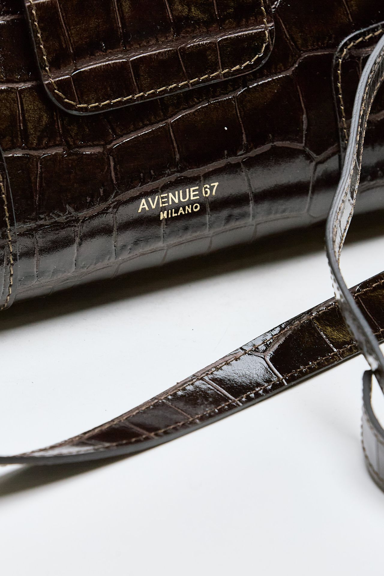 Pochette SQUARE in pelle cocco testa di moro donna Avenue 67 - 5