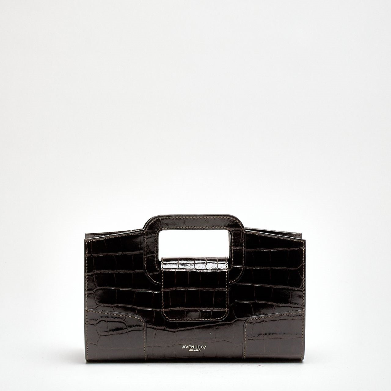 Pochette SQUARE in pelle cocco testa di moro donna Avenue 67 - 7