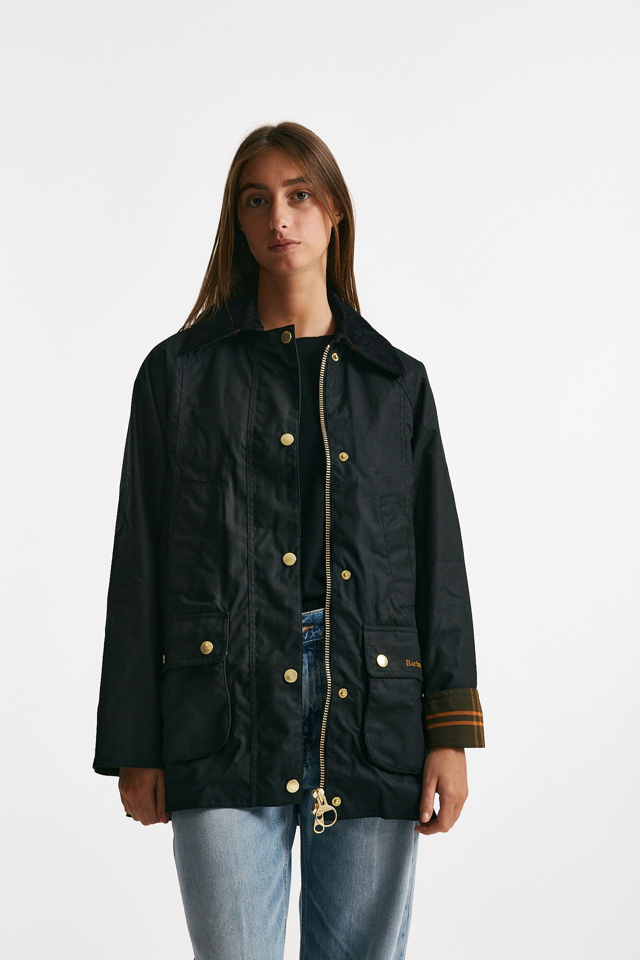 giubbino in cotone cerato beadnell modern wax nero donna Barbour - 1