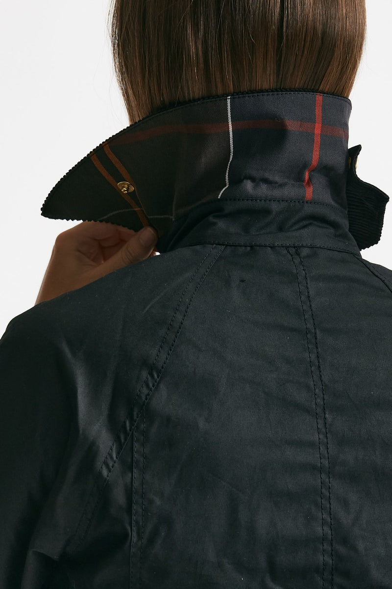 giubbino in cotone cerato beadnell modern wax nero donna Barbour - 5