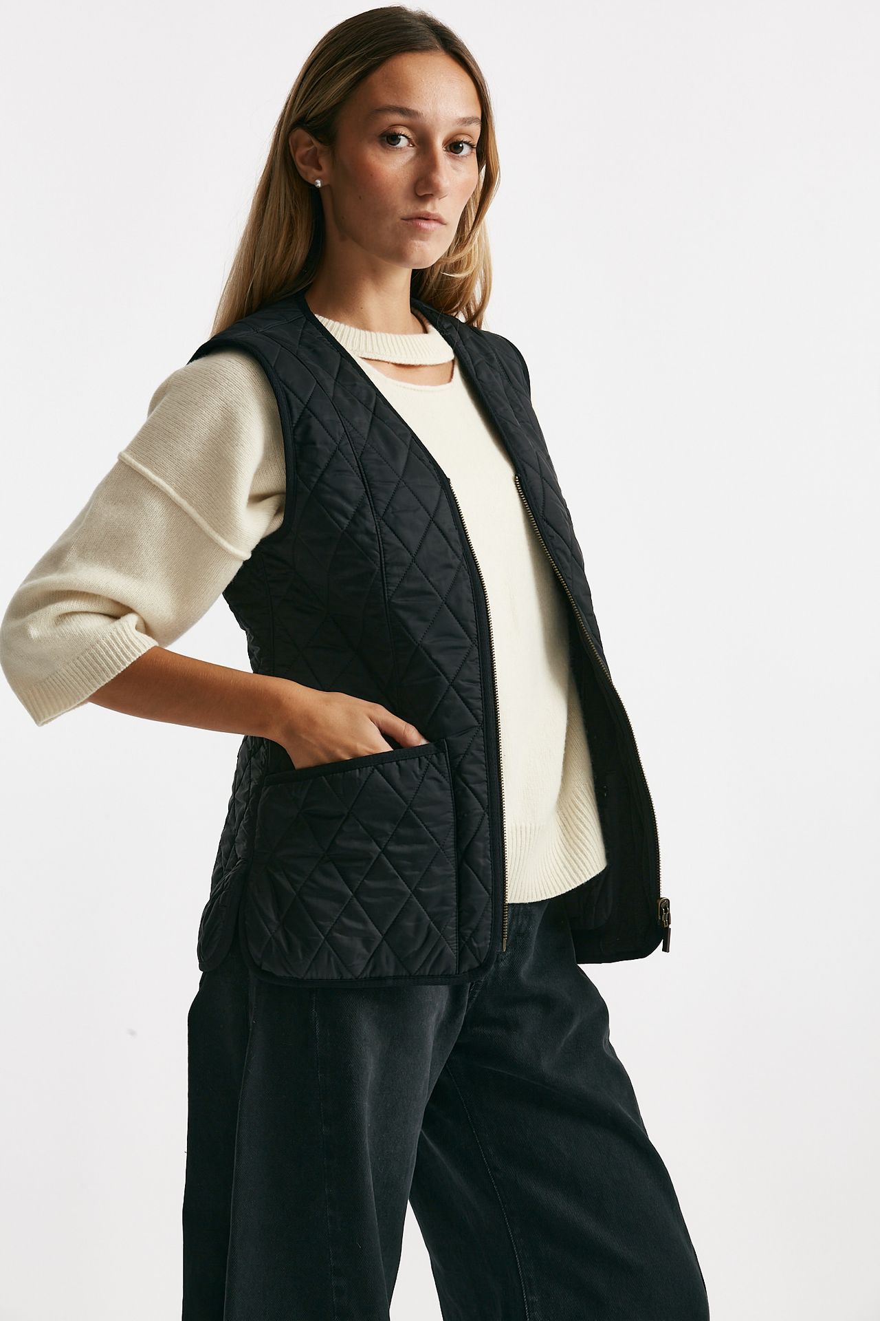 gilet trapuntato flece betty nero donna Barbour - 4