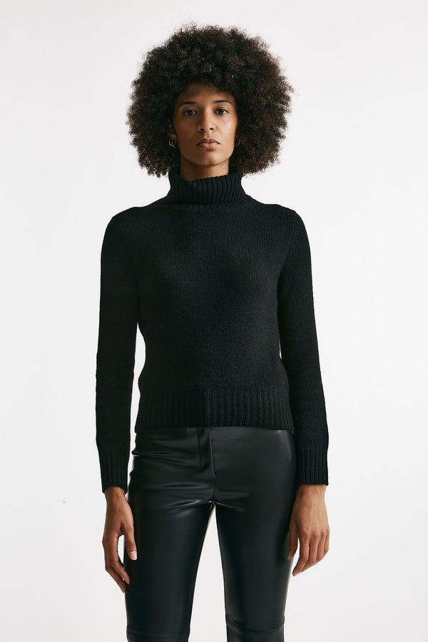 Maglia dolcevita slim in cachemire nero donna Be you