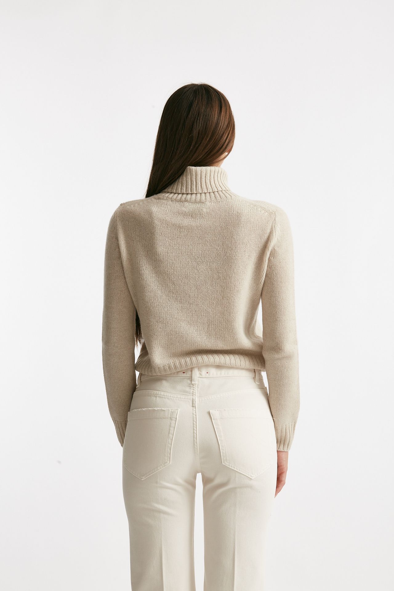 Maglia dolcevita slim in cachemire beige donna Be you - 5