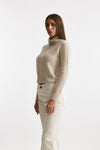 Maglia dolcevita slim in cachemire beige donna Be you - 6