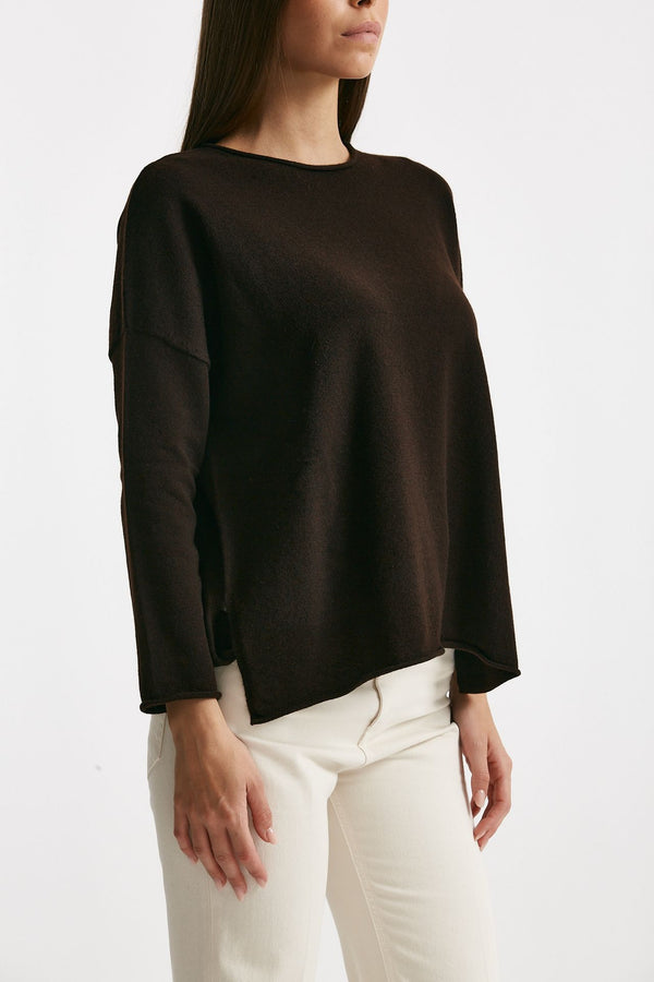 Maglia ampia in cachemire marrone donna Be you