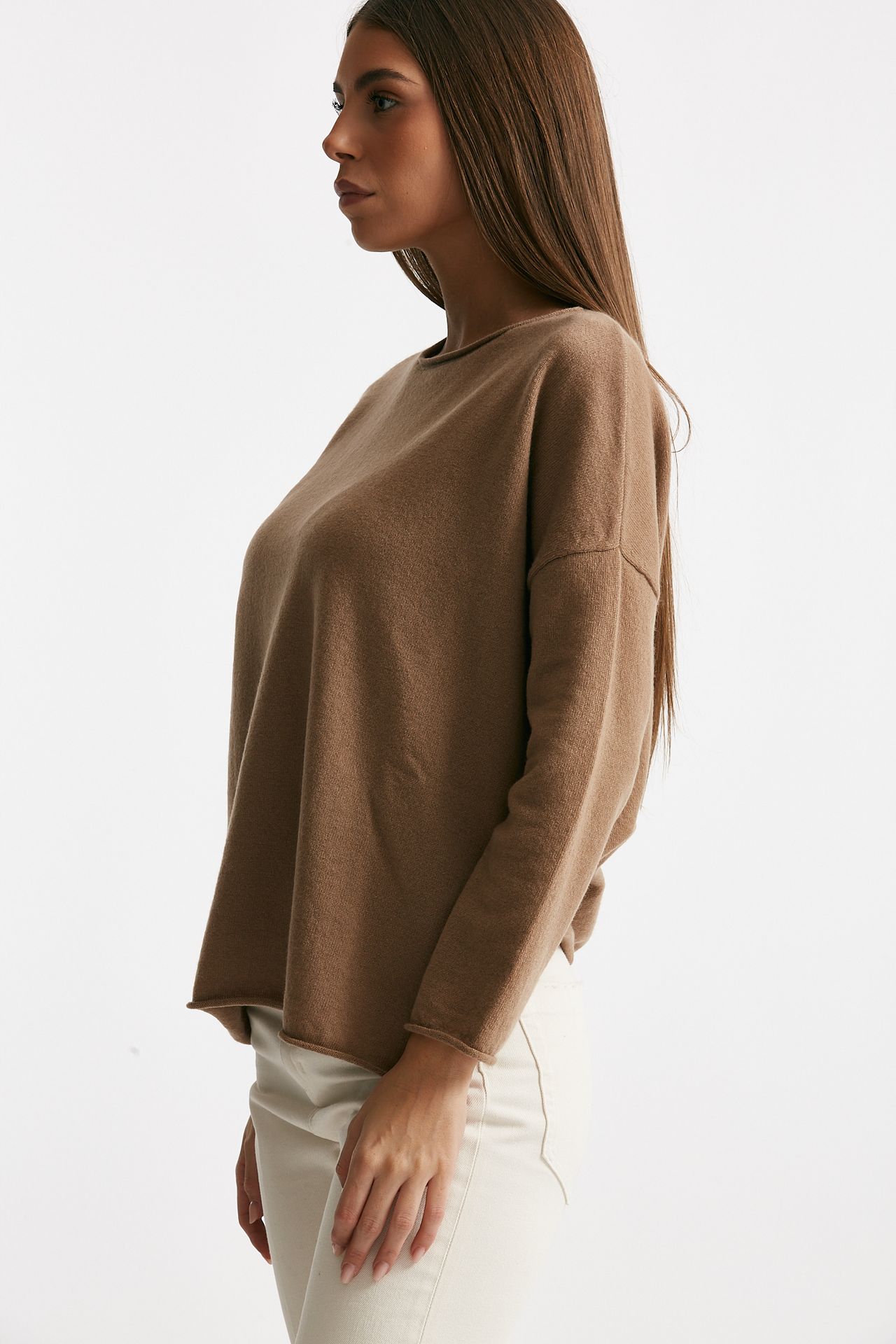 Maglia ampia in cachemire cammello donna Be you - 4