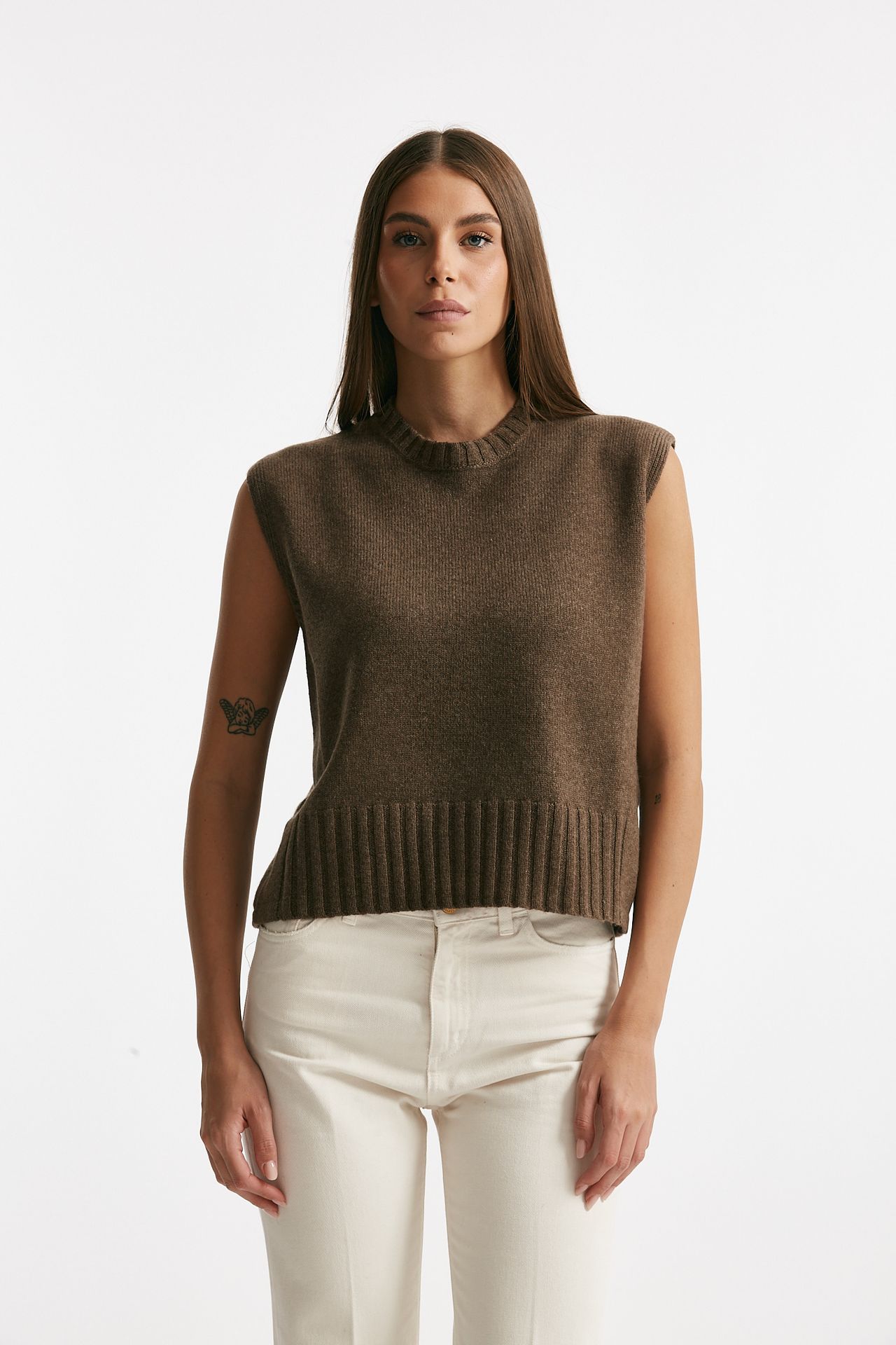 Gilet in maglia tortora donna Be you - 2