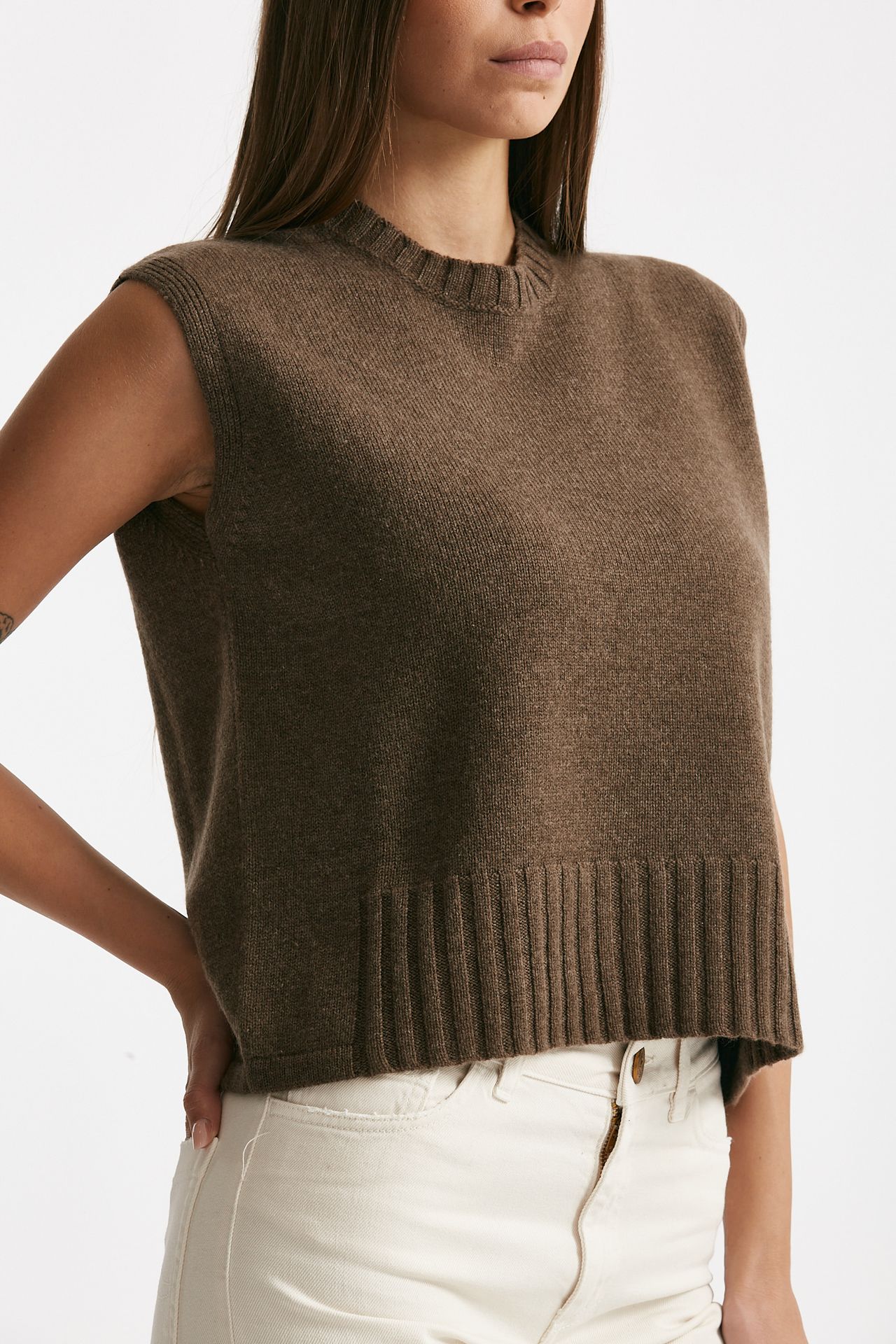 Gilet in maglia tortora donna Be you - 3