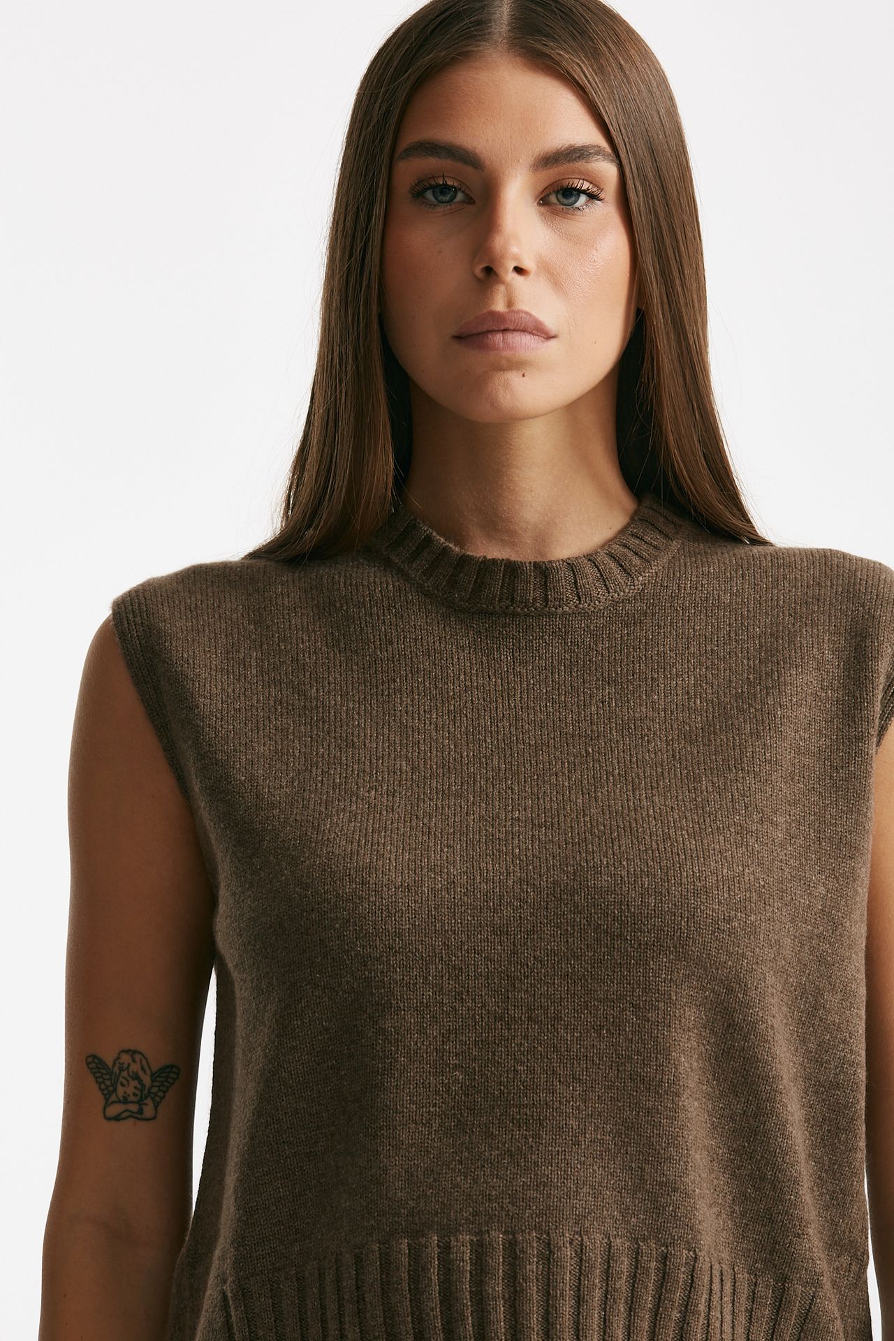 Gilet in maglia tortora donna Be you - 5