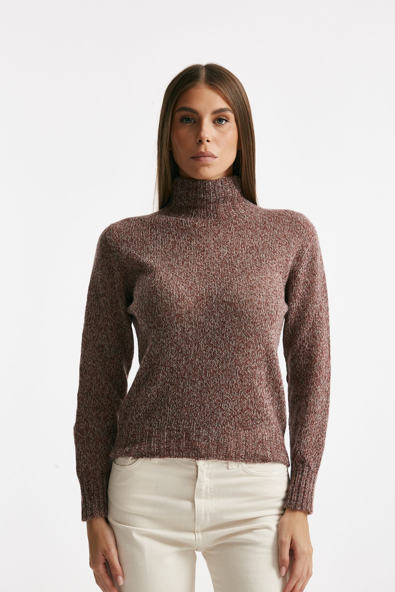 Maglia slim mouliné in cachemire donna Be you - 2