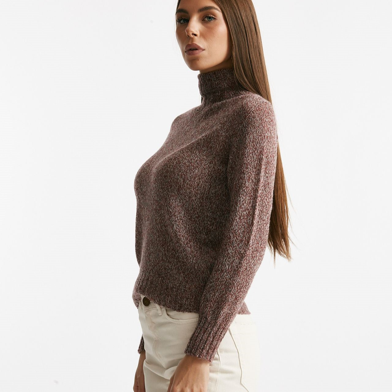 Maglia slim mouliné in cachemire donna Be you - 7