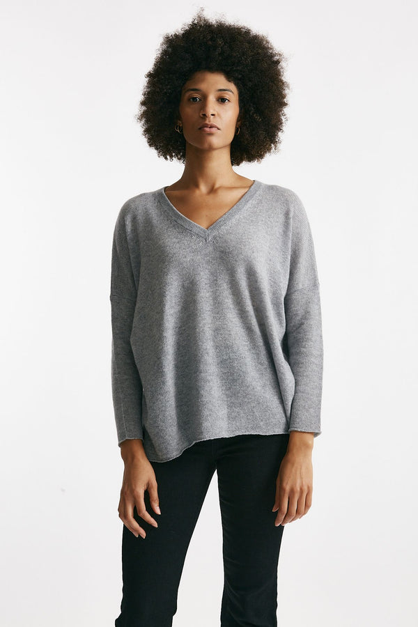 Maglia ampia in cachemire grigio chiaro donna Be you