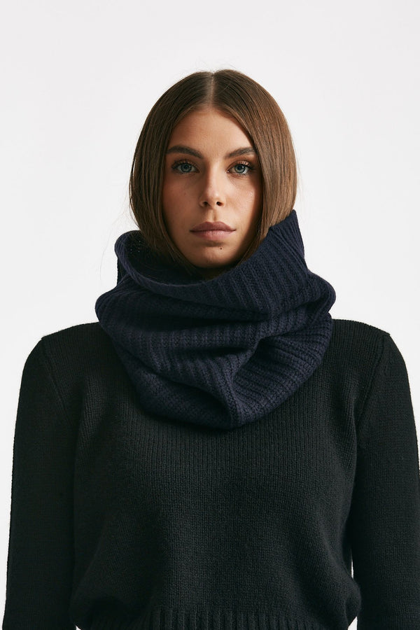 Collo a coste in cachemire blu donna Be you