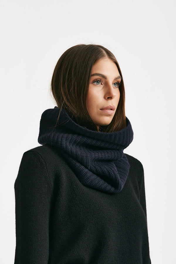 Collo a coste in cachemire blu donna Be you