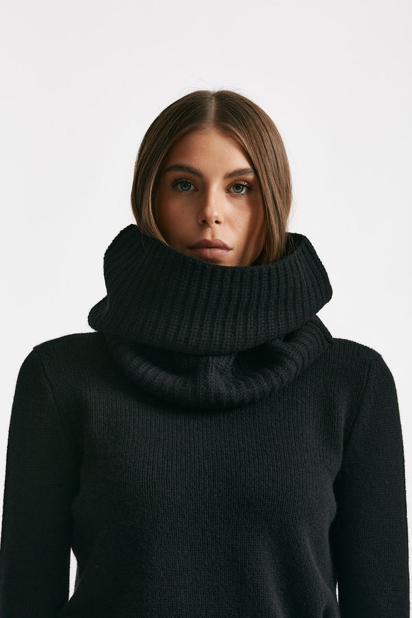 Collo a coste in cachemire nero donna Be you