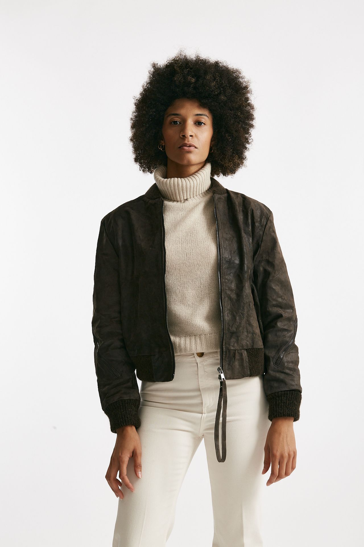 Bomber in pelle vegetale marrone donna Giorgio brato - 2