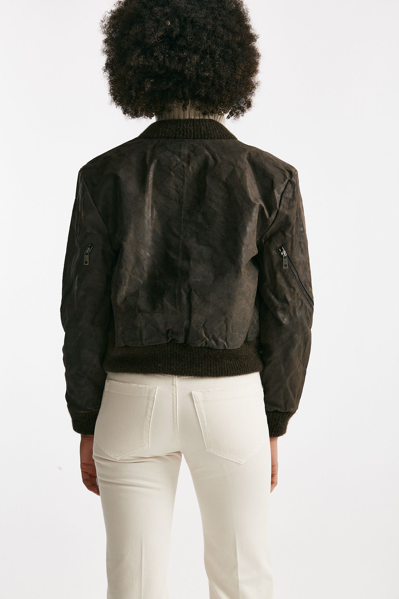 Bomber in pelle vegetale marrone donna Giorgio brato - 3