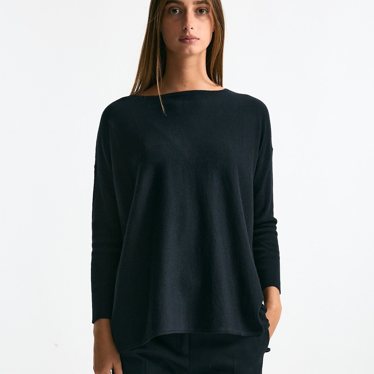 Maglia in seta e cashmere blu donna Clouds - 6