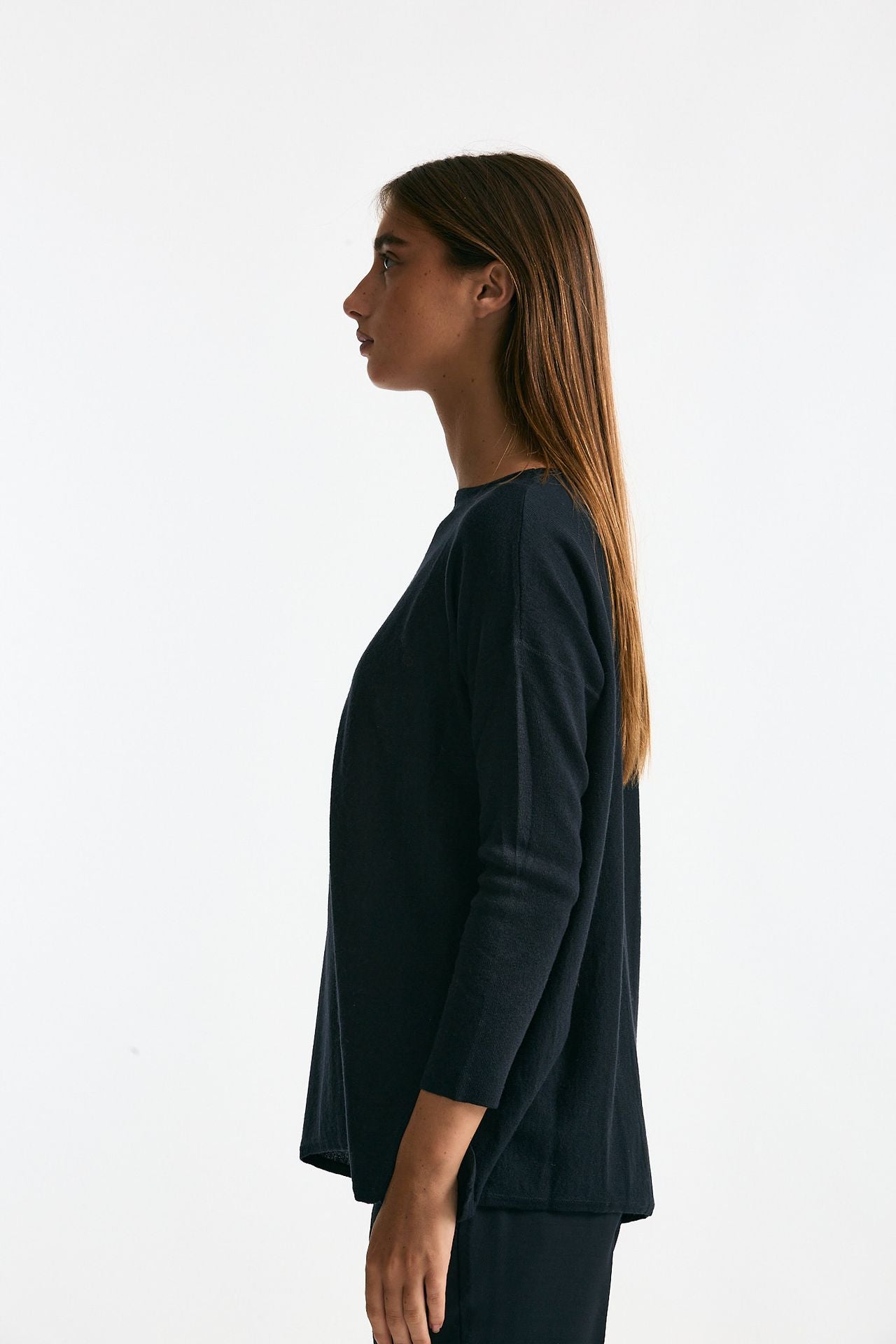 Maglia in seta e cashmere blu donna Clouds - 3