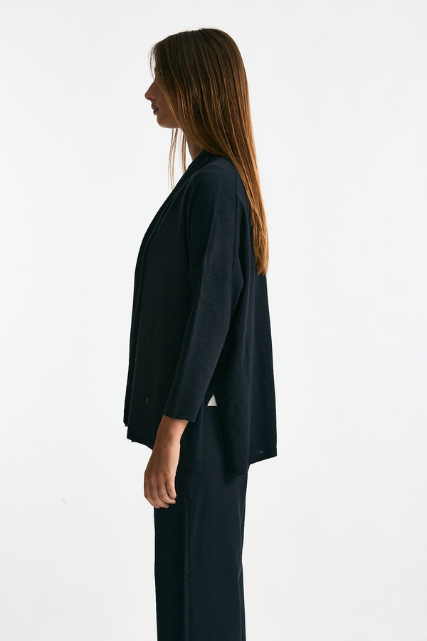 Maglia aperta in seta e cashmere blu donna Clouds