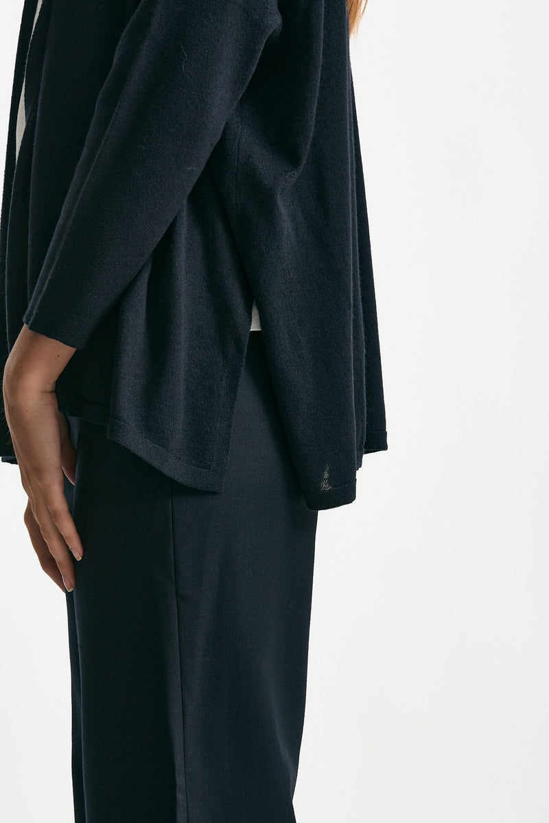 Maglia aperta in seta e cashmere blu donna Clouds - 4