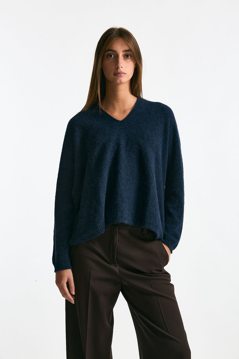 Maglia in alpaca blu donna Clouds - 1