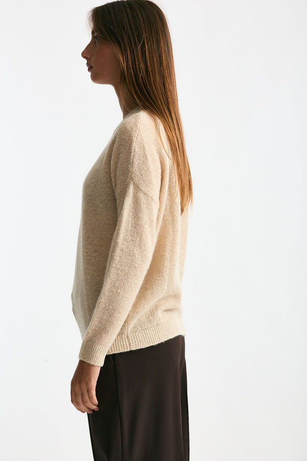 Maglia basic in alpaca beige chiaro donna Clouds