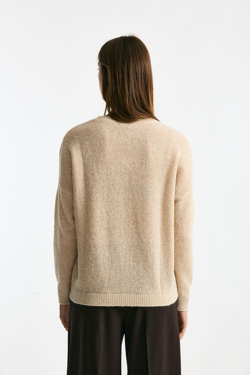 Maglia basic in alpaca beige chiaro donna Clouds - 3