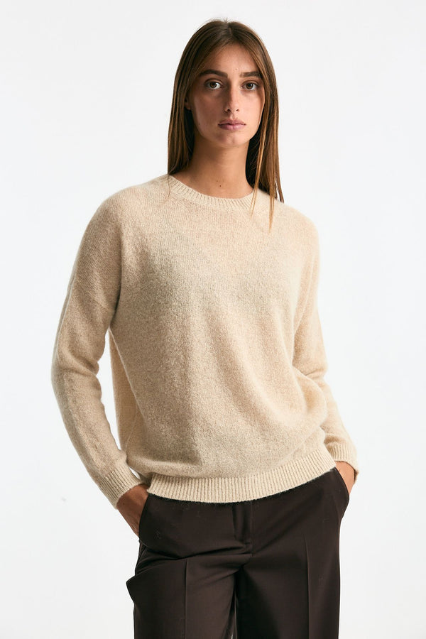 Maglia basic in alpaca beige chiaro donna Clouds