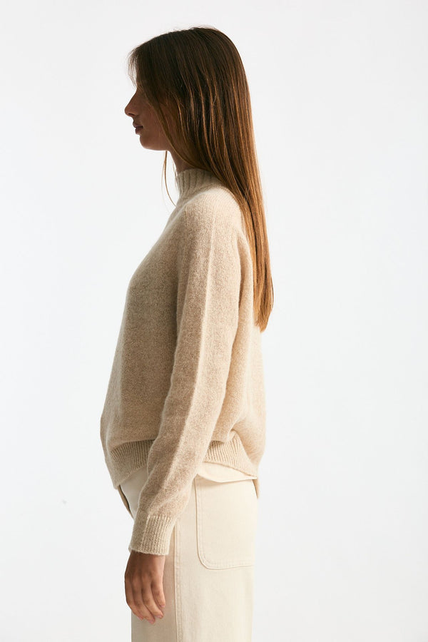 Maglia lupetto in alpaca beige chiaro donna Clouds