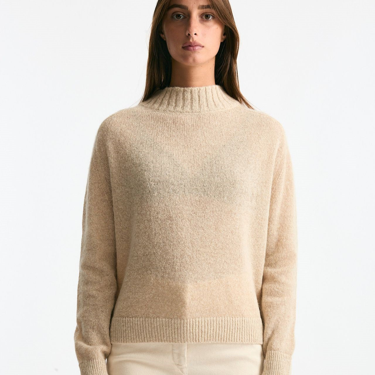 Maglia lupetto in alpaca beige chiaro donna Clouds - 7