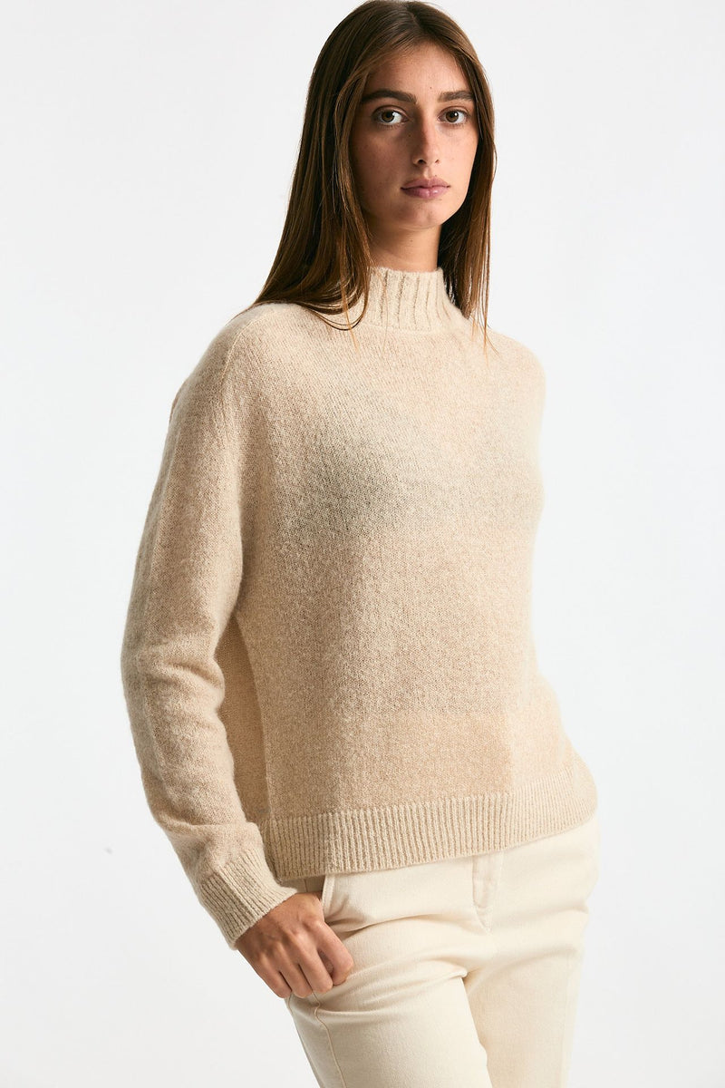 Maglia lupetto in alpaca beige chiaro donna Clouds - 1
