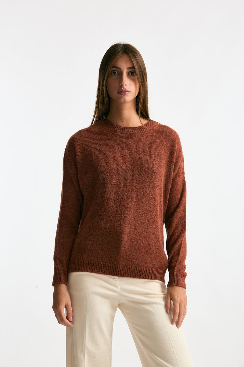Maglia basic in alpaca mattone donna Clouds - 1