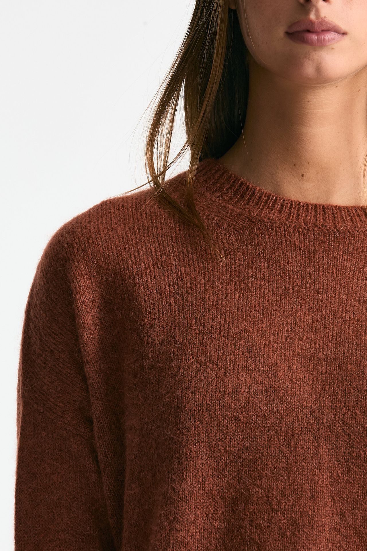 Maglia basic in alpaca mattone donna Clouds - 4