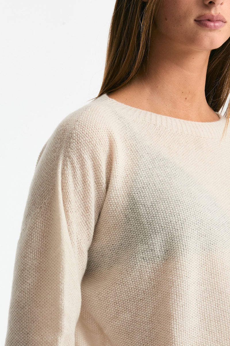 Maglia scollo in cashmere panna donna Clouds - 5
