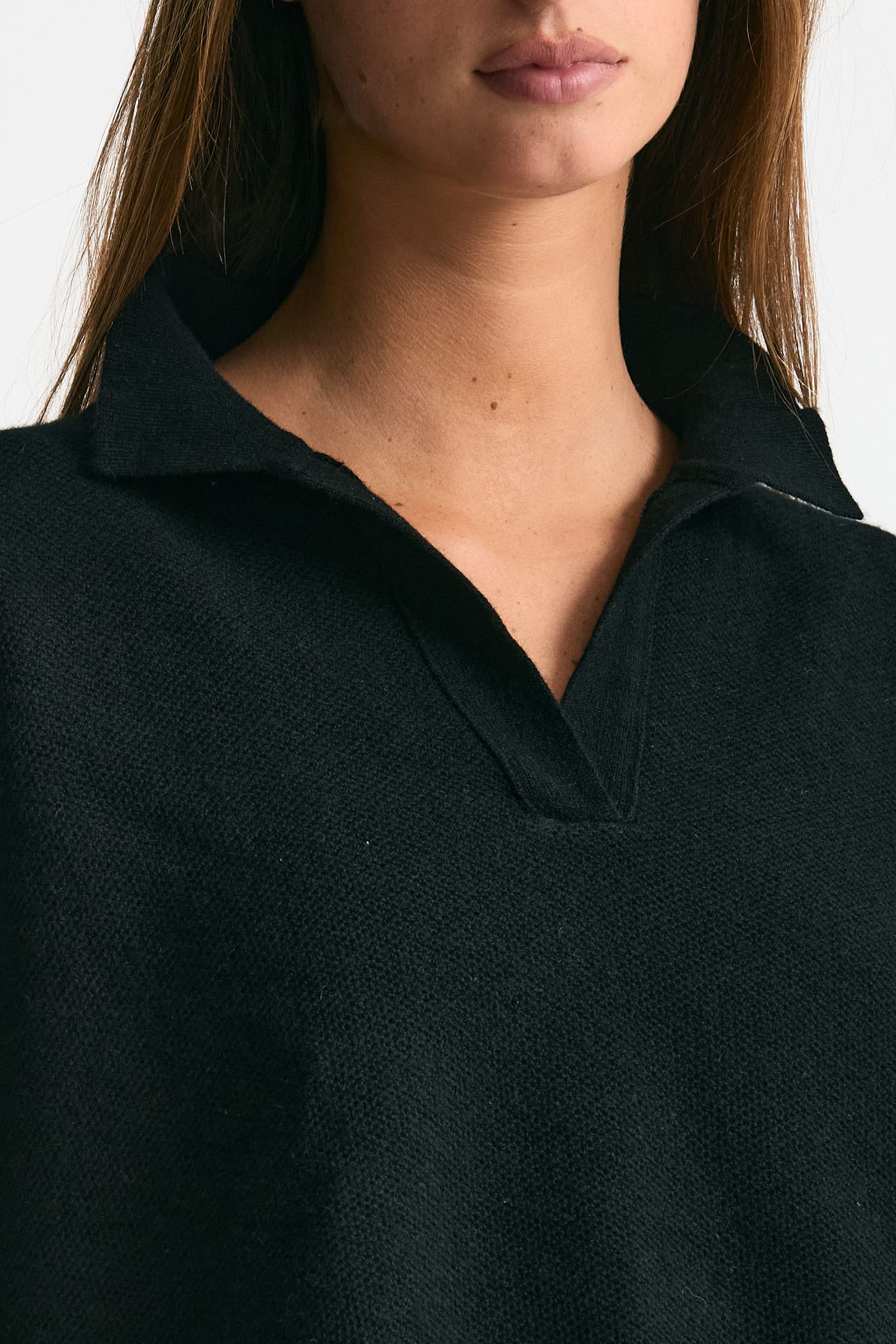 Maglia polo in cashmere nero donna Clouds - 4
