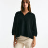 Maglia polo in cashmere nero donna Clouds - 6