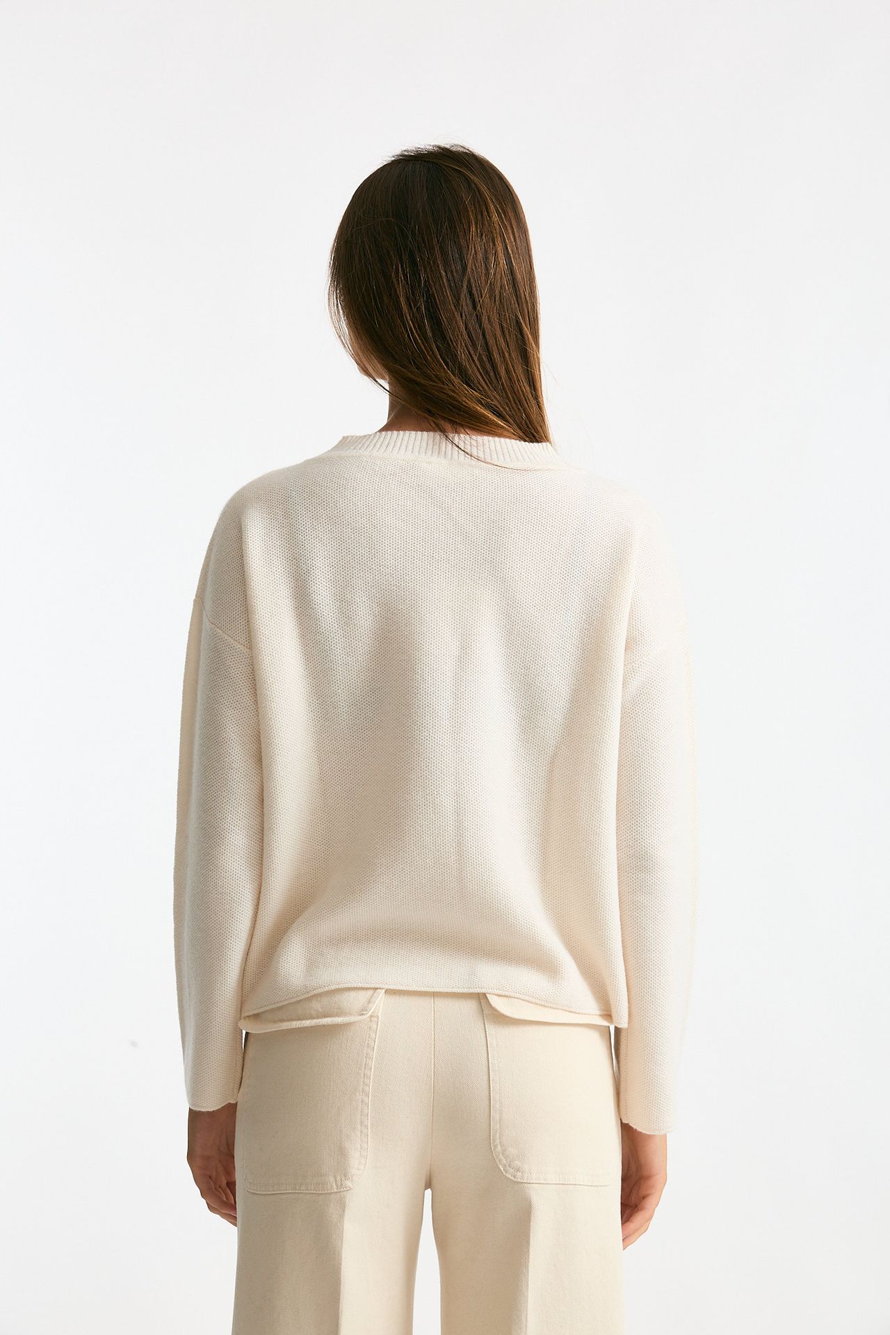 Maglia scollo in cashmere bianco donna Clouds - 3
