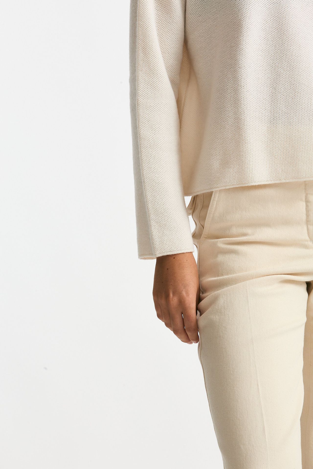 Maglia scollo in cashmere bianco donna Clouds - 6