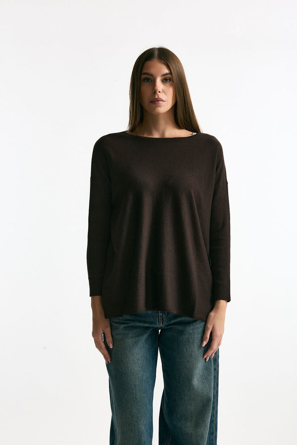 Maglia in seta e cashmere marrone donna Clouds